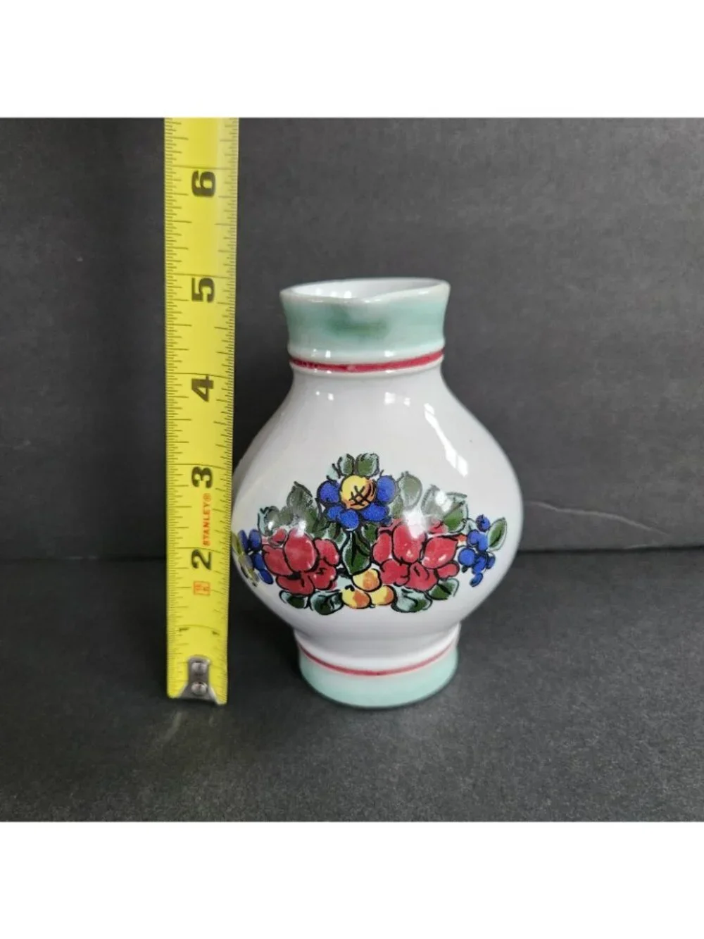 Ceramic Small Pitcher Creamer Jug Server Vintage Retro Floral Bud Vase 4.75